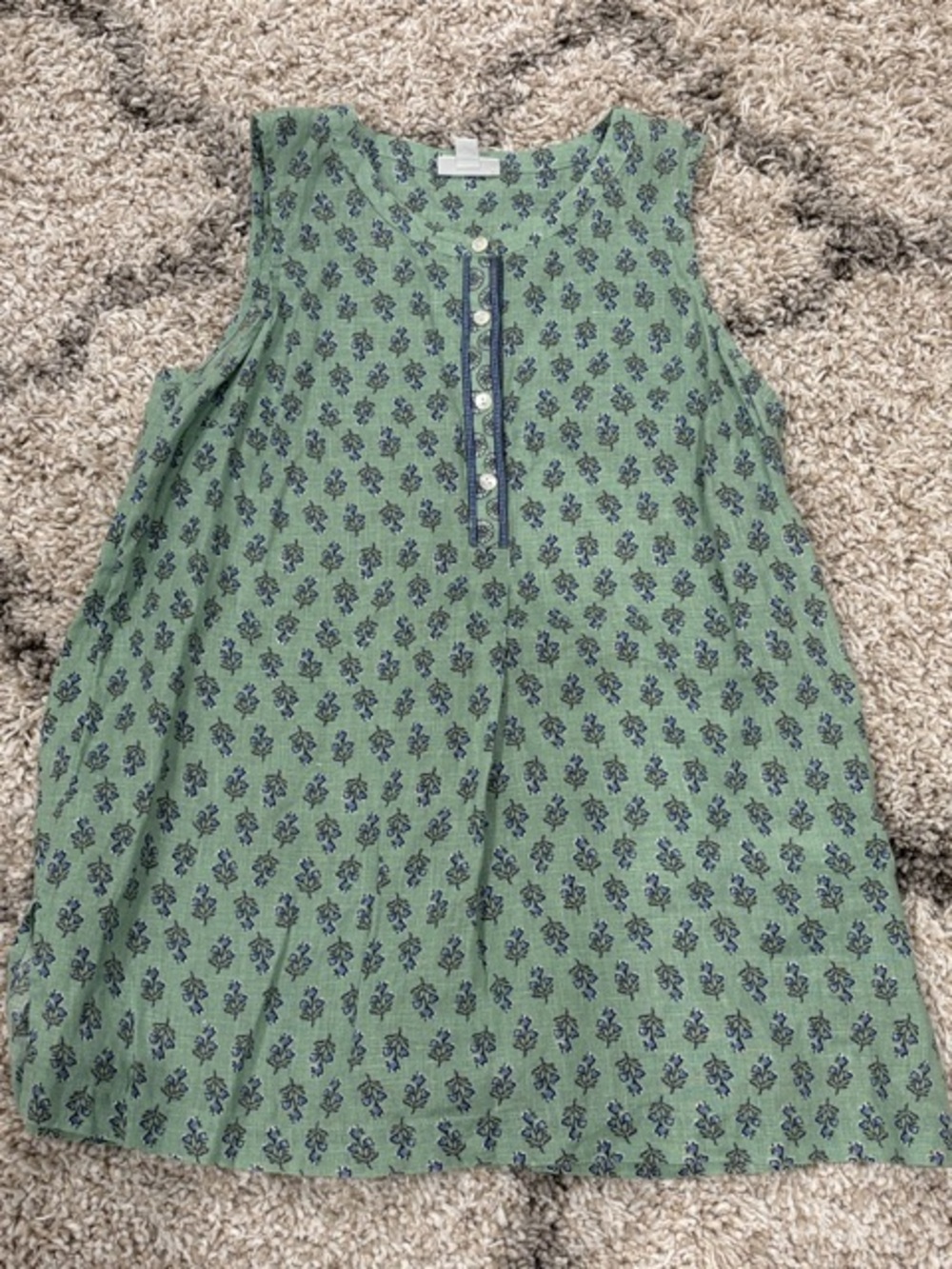 J. Jill Pure Jill 100% Linen Sleeveless Tunic Green Floral Print Size Small - Picture 3 of 12